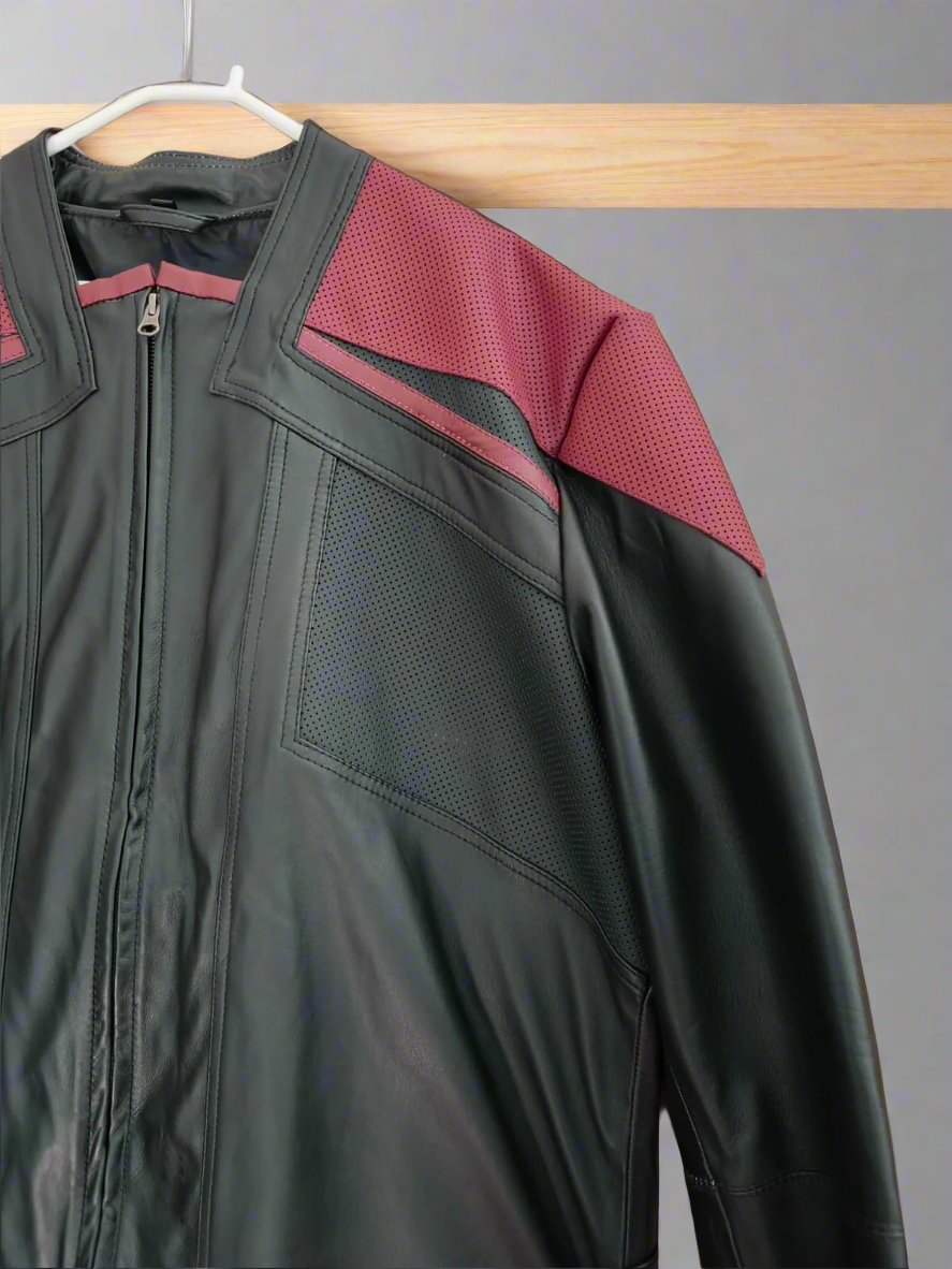 Perforated Leather Jacket Men