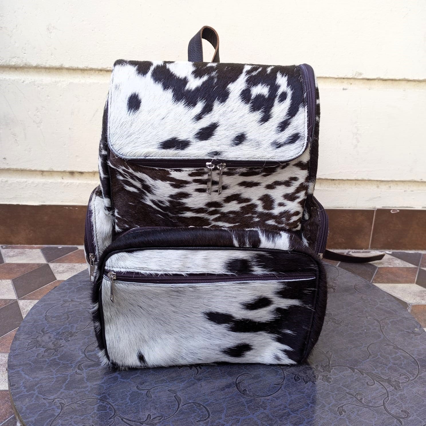 cowhide leather bag backpack Brown CowhideLeather Backpack Laptop Bag Unisex Bag