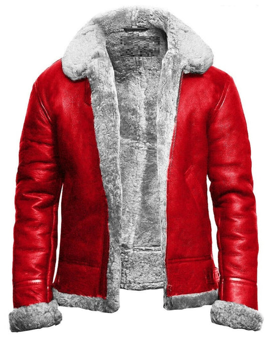 rerd leather jacket men leather jacket with fur real leather jacket mens leather jacket leather and fur jacket mens leather bomber jacket red bomber jacket chrsitmas jacket winter jacket men