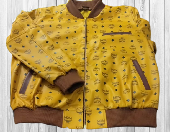 MCM Inspired Leather Jacket For Men Brown Custom Jacket