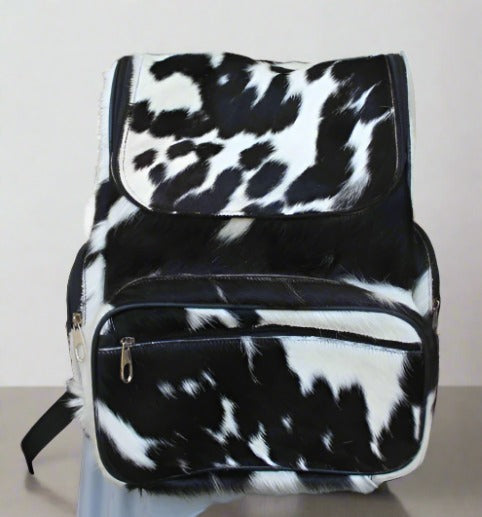 black and white leather backpack bag Cowhide Diaper Backpack Customize Bag – Mirha Leather Store