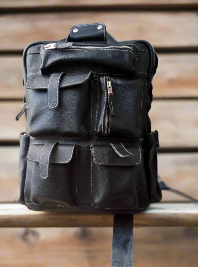 Cowhide Diaper Backpack Leather Personalized Bag Laptop Bag Large – Mirha Leather Store