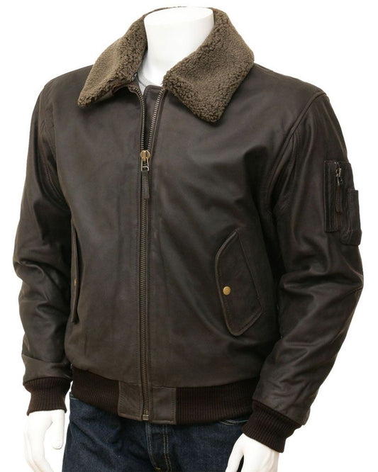 mens leather jacket brown shaarling jacket gwnuine leather jacket for men brown fur jacket  for men warm winter jacket men bomber jacket men gift for men
