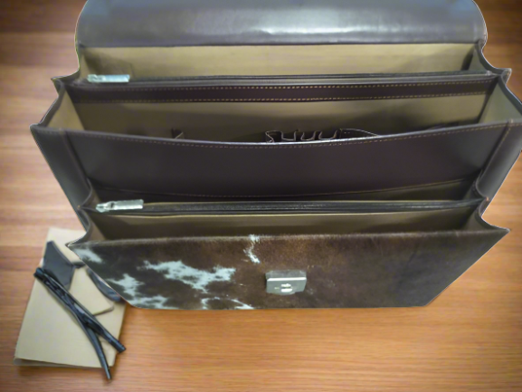 Brown cowhdie Laptop Bag