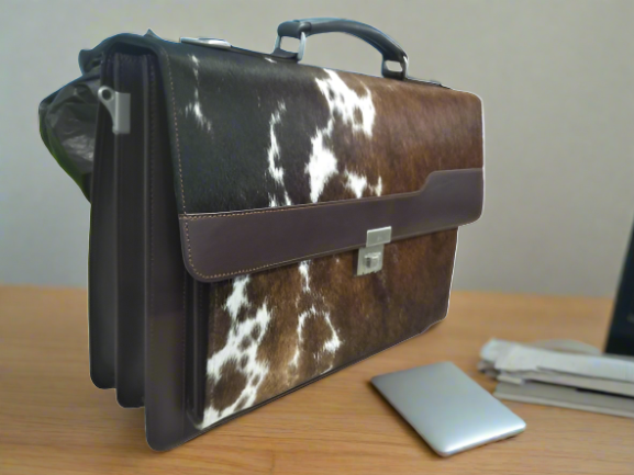 Brown cowhdie Laptop Bag