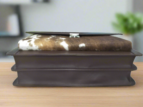 Brown cowhdie Laptop Bag