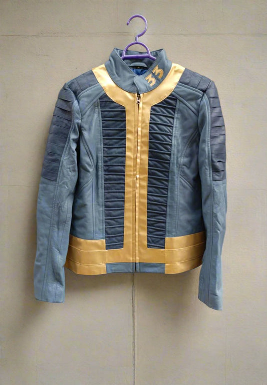 falllout jacket lucy jacket women blue leather jacket vault leather jacket womens cosplay jakcet womens bker leather jacket riders jacket women moto jaket for women