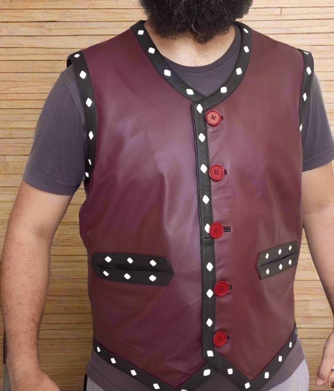 mens shot sleeve vest mens leatehr vest genuine leatehr vest marooon vest for men biker jacket men biker vet men motorcycle jacket men gift for him warrior vest men