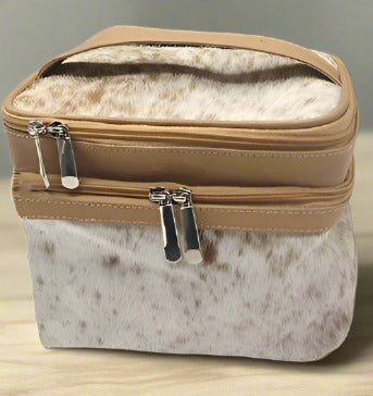 cowhide makeup bag leather makeup bag travel toiletry bag customize makeup bag gift for her cosmetic bag toiletry for women traveling vanity bag beige makeup bag unique makeup bag sophisticated makeup bag