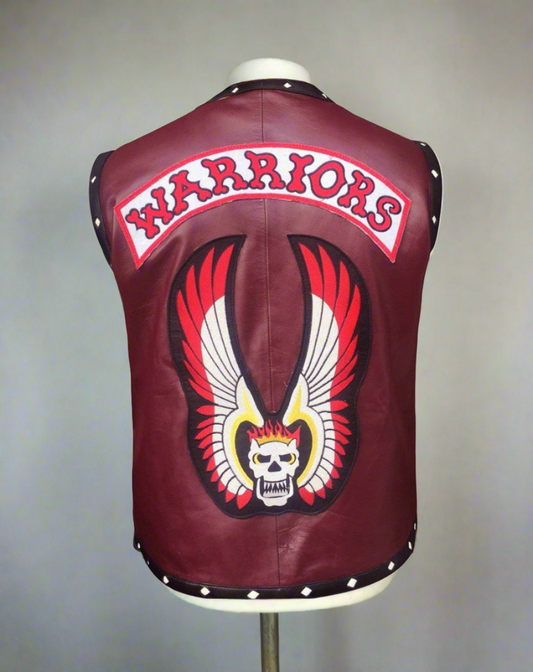 michale bbeck warrior vest for men soldier warrioir vest maroon vest for men genuine leatehr vest for men
