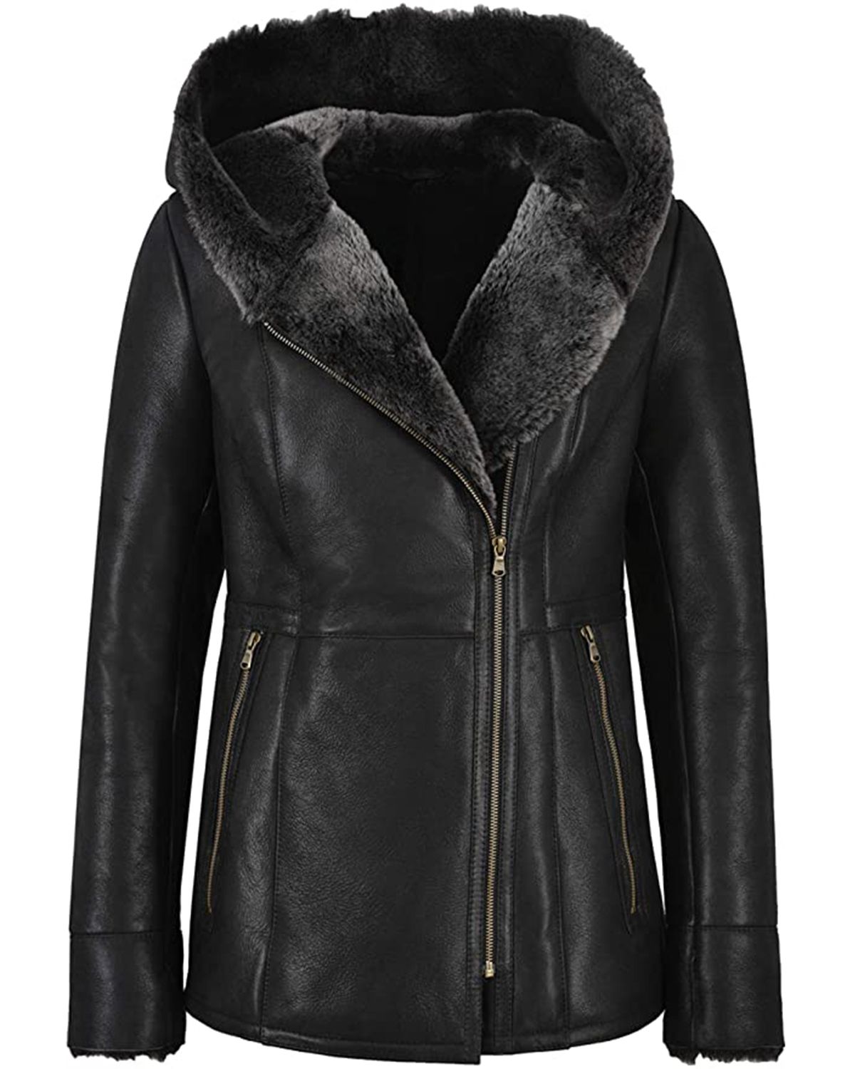 Women Black Leather Hooded Fur Jacket – Mirha Leather Store