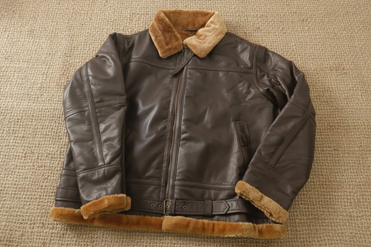 Brown Leather Aviator Jacket Jacket Men B3 Shearling Jacket