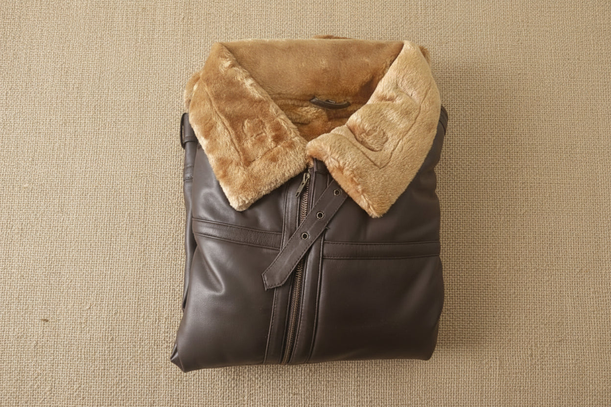 Brown Leather Aviator Jacket Jacket Men B3 Shearling Jacket