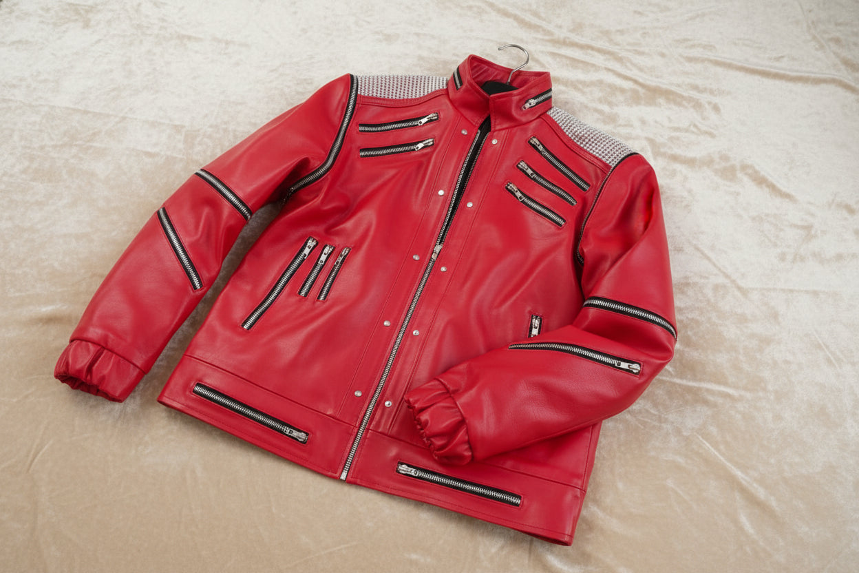 Mj Beat it Red Leather Jcket