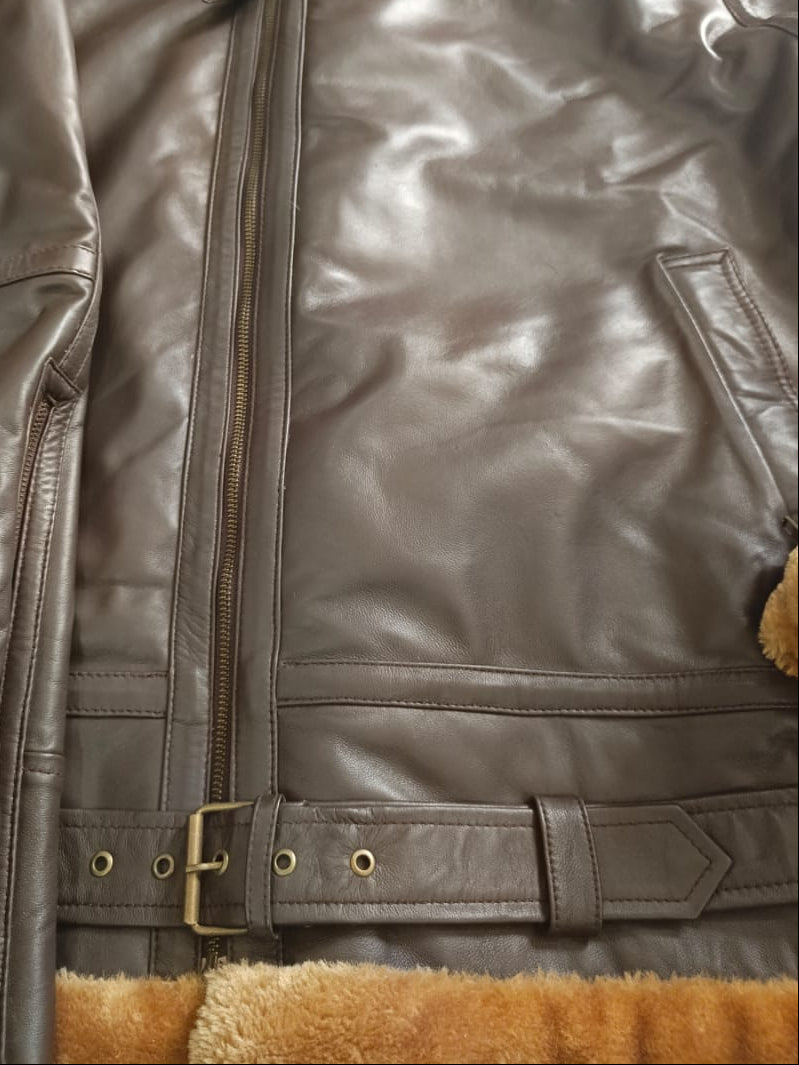 Brown Leather Aviator Jacket Jacket Men B3 Shearling Jacket