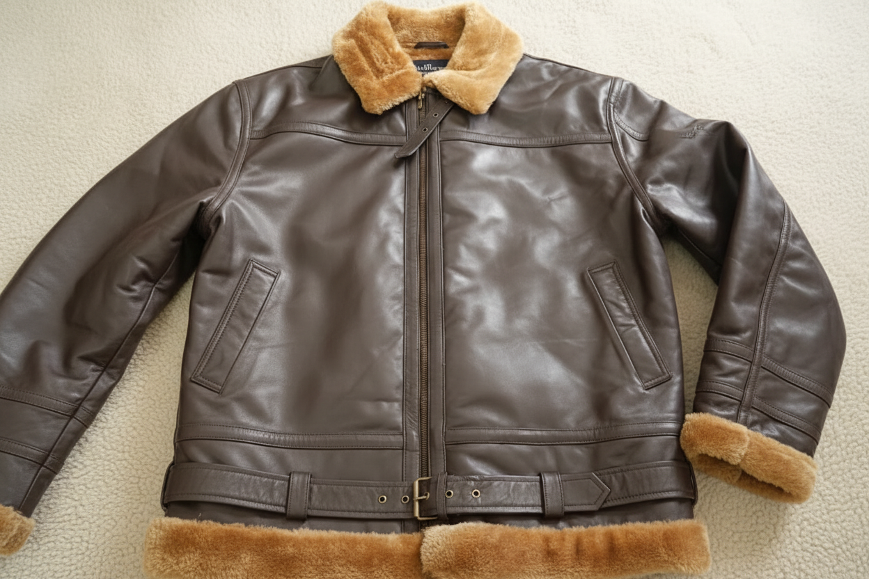Brown Leather Aviator Jacket Jacket Men B3 Shearling Jacket
