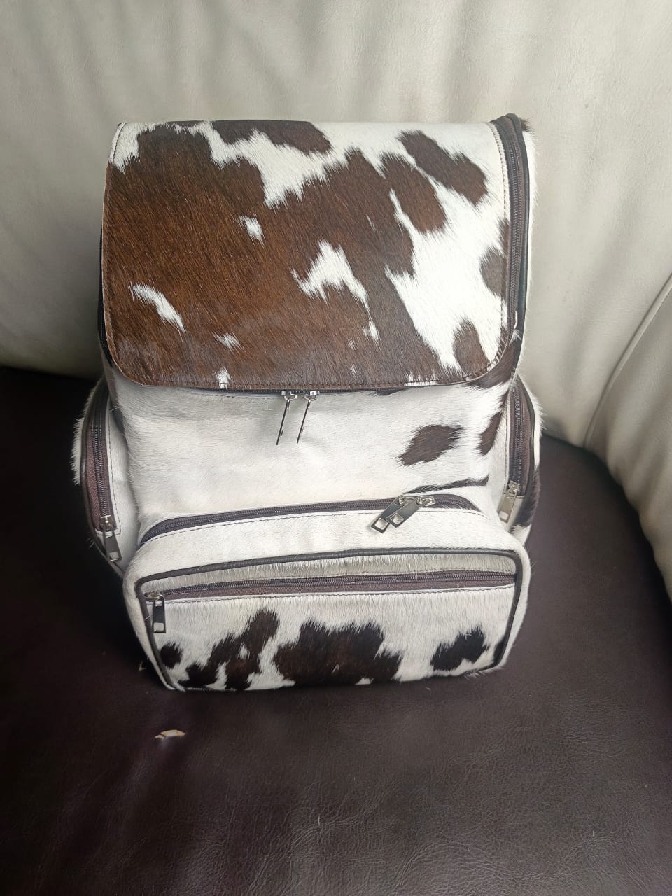 Stylish Western Cowhide Diaper Backpack for Moms & Dads