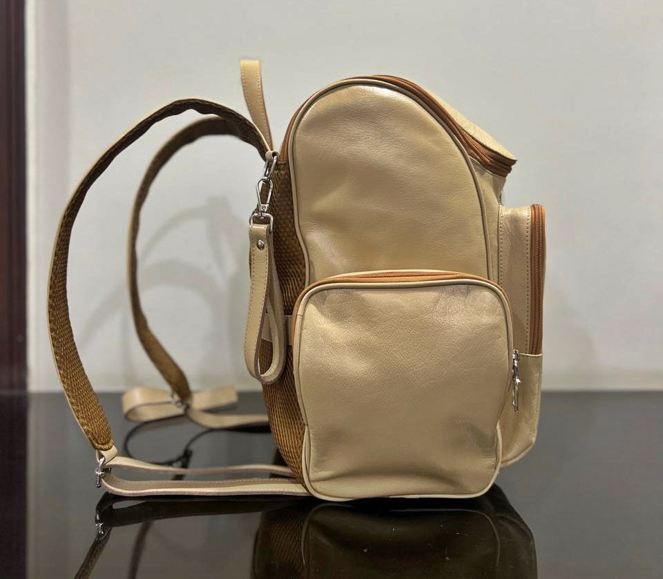 beige leather backpacks Miu Miu Hemp and backpack - Women Combination of true style and comfort La Mre Luxe Leather Backpack