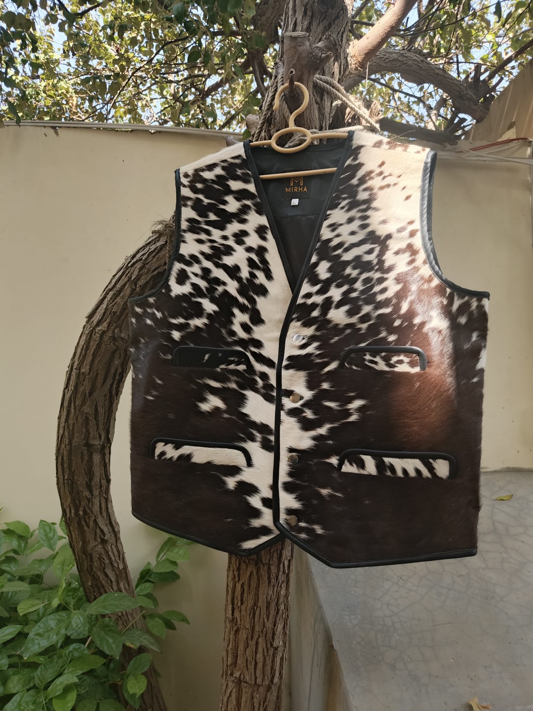 Cowhide Leather Vest Brown