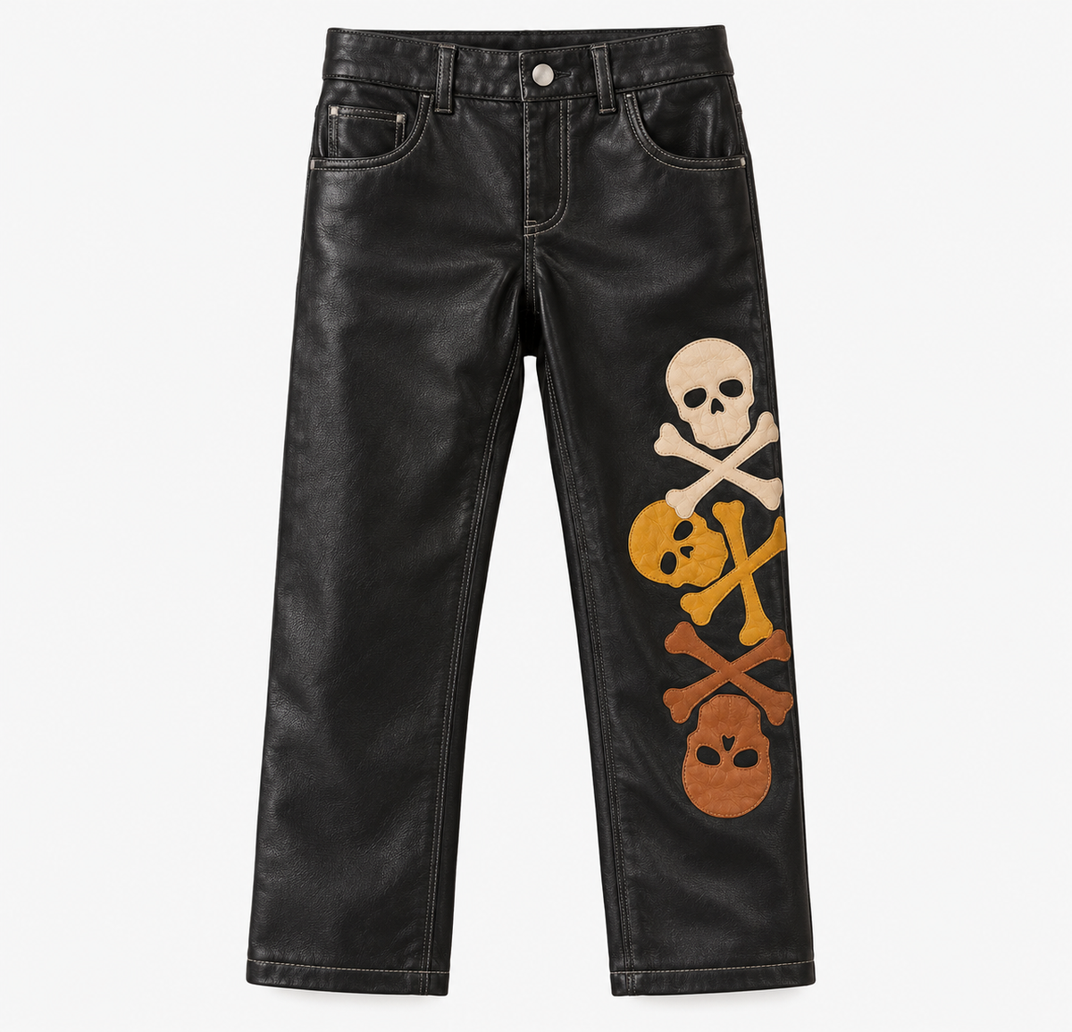 Kids Real Leather Streetwear Pants