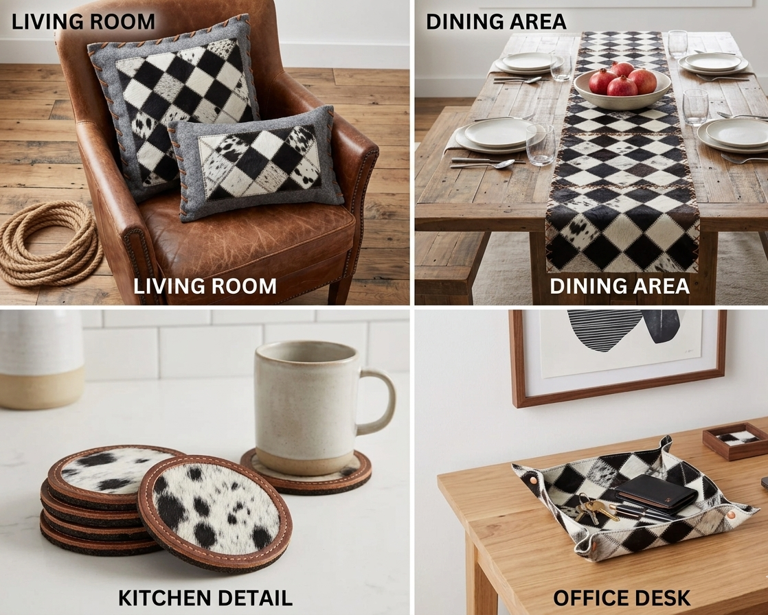 Handcrafted Cowhide patchwork Panels