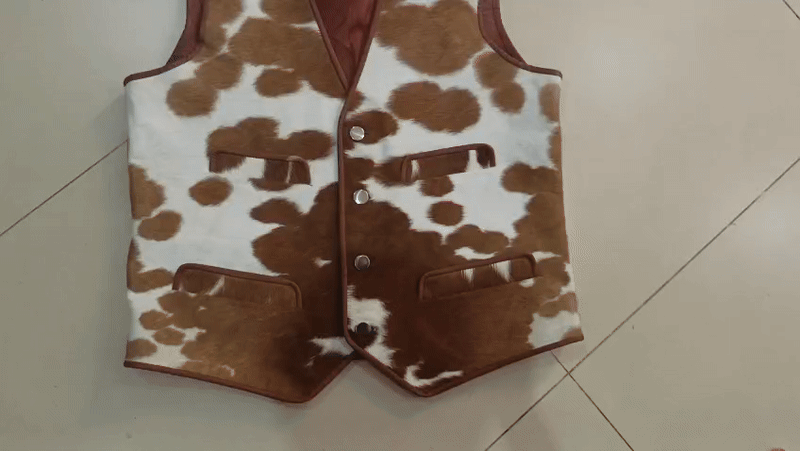 mens cowhdie leather vest cow print jacket men 