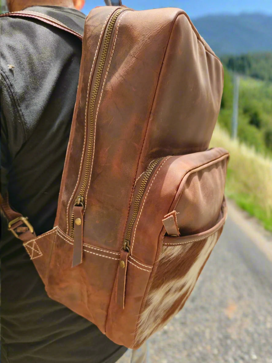 brown leather backpack for womne, mens leather backpack, italian leather backpack, cowhide backpack