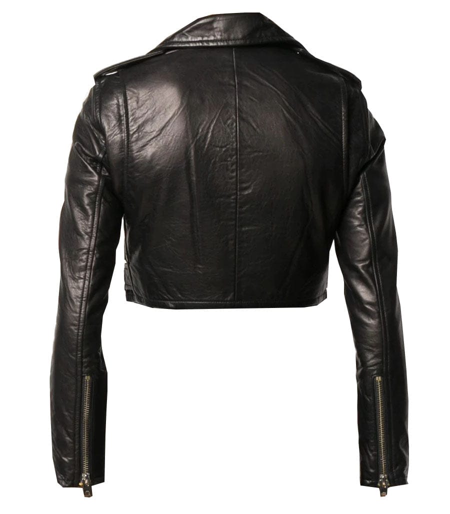 Cropped Leather Jacket For Women