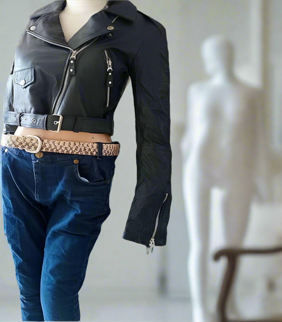 Cropped Leather Jacket For Women