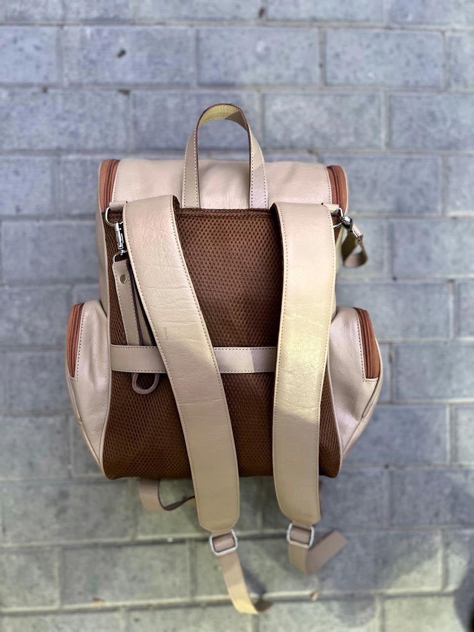 Beige My Sunshine Diaper Backpack Leather Premium – Mirha Leather Store
