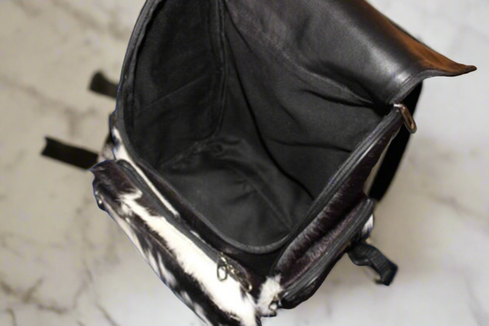 convertible backpack in black & white cowhide leather Cowhide Diaper Backpack Customize Bag – Mirha Leather Store