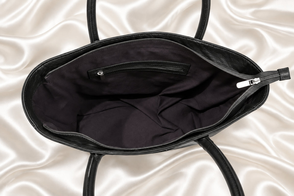 Black Cow hair on Large Tote Bag