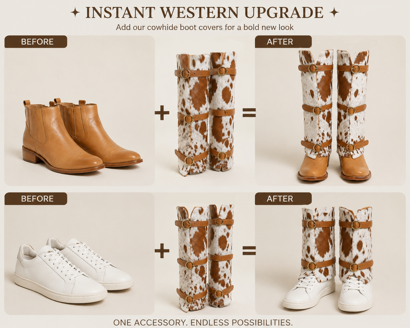 Cowhide Leather Boot Spats