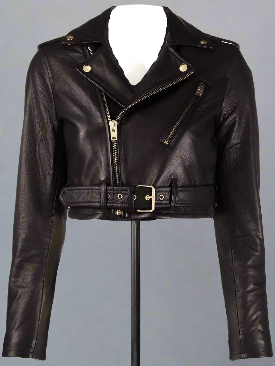 Cropped Leather Jacket For Women