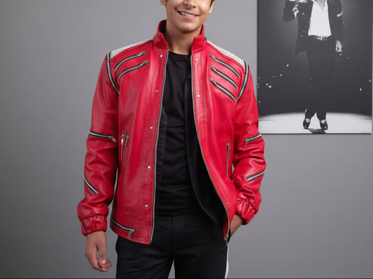 Mj Beat it Red Leather Jcket