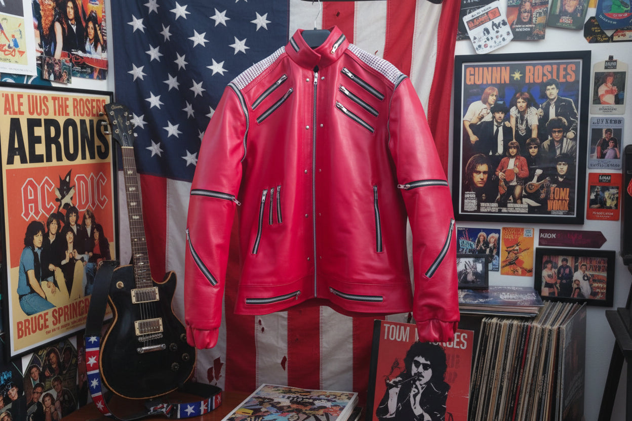 Mj Beat it Red Leather Jcket