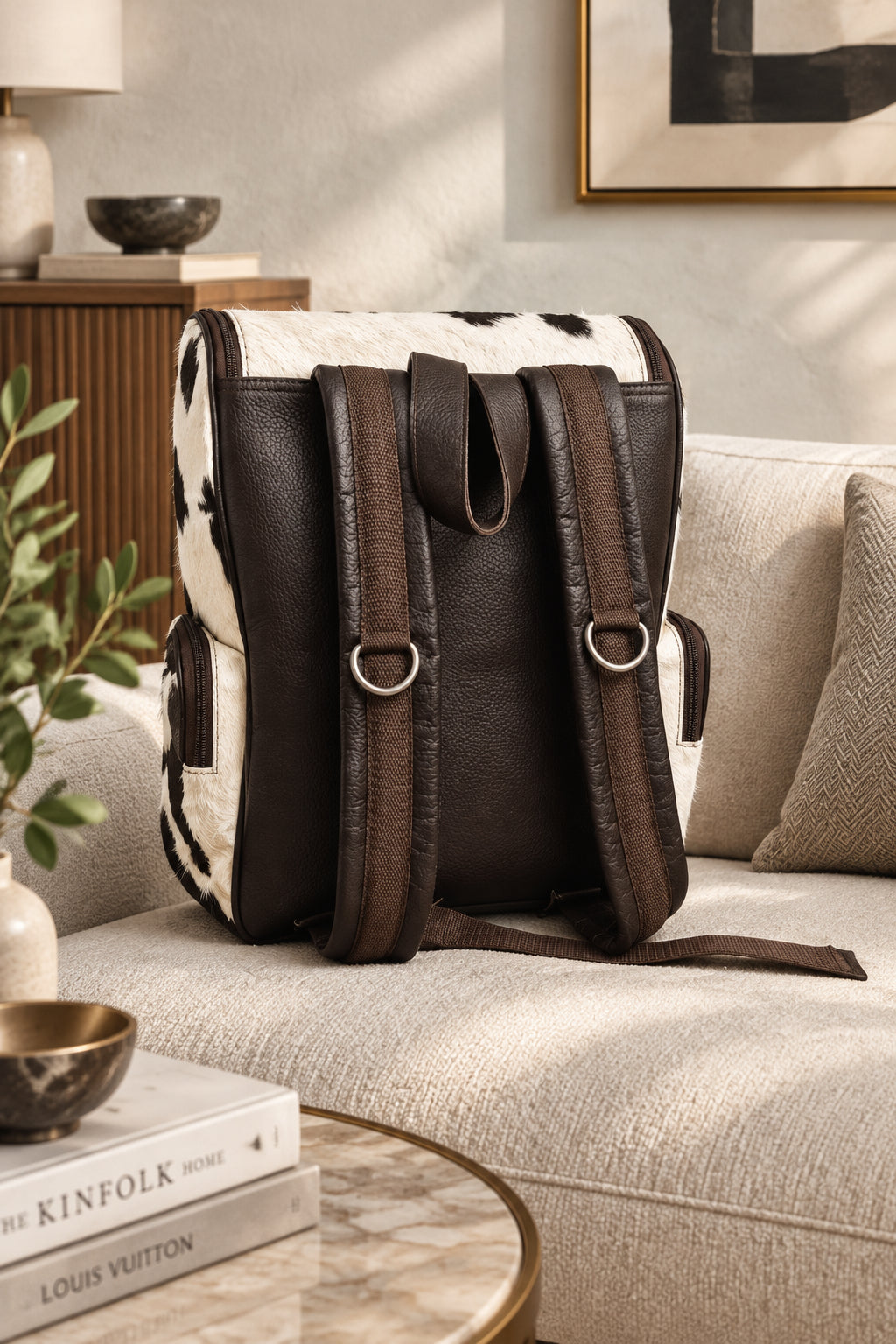 Stylish Western Cowhide Diaper Backpack for Moms & Dads