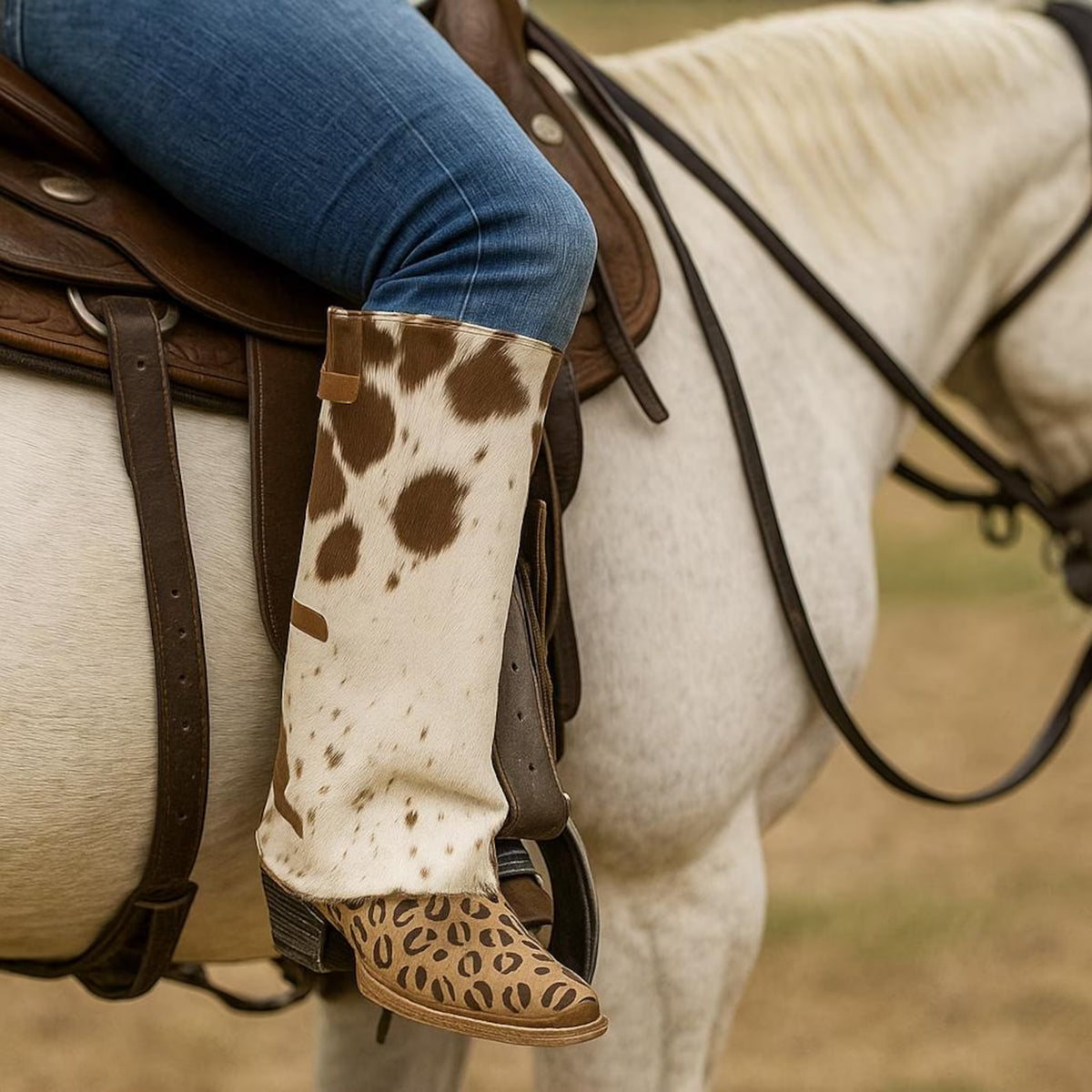 Cowhide Leather Boot Spats